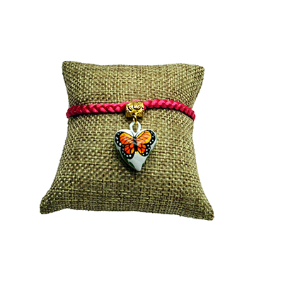 Pulsera Trenza Ajustable Rosa C1 Otomí Con Mariposa